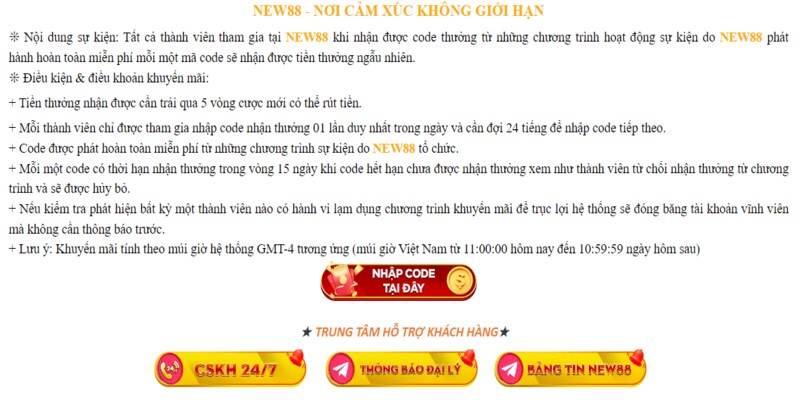Nhận mã code của chương trình và nhập mã
