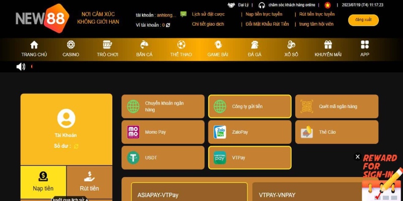 Nạp tiền vào tài khoản trước khi tham gia Livestream đánh tài xỉu